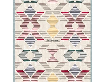 Carpette tissée à la main en laine et coton | Tapis géométrique moderne multicolore