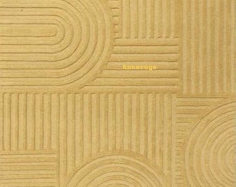 géométrique moderne tufté à la main | Carpette texturée beige | Tapis contemporain minimaliste