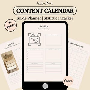 Social Media Content Planner for Organizing, Planning and Dominating SoMe! Content Calendar and Marketing Strategy Planner | Editable