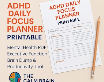 Agenda giornaliera ADHD: Concentrazione e salute mentale stampabile (PDF digitale)