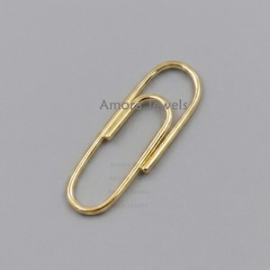 14K Yellow Gold Plated Plain Paper Clip Lock, Minimalist Charm Connector, Aesthetic Jewelry Findings