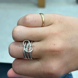 925 Silver Trio Band Ring Set – Yellow Gold Plated Jump Ring Jewelry Gift