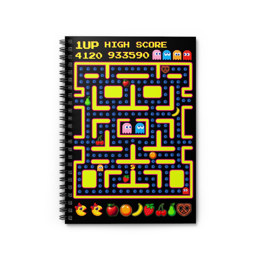 Retro Arcade Ms Pac Man Inspired Maze Notebook | Spiral Ruled Journal ...