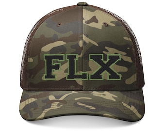 FLX Patch Camo Trucker Hat | Embroidered Mesh Cap