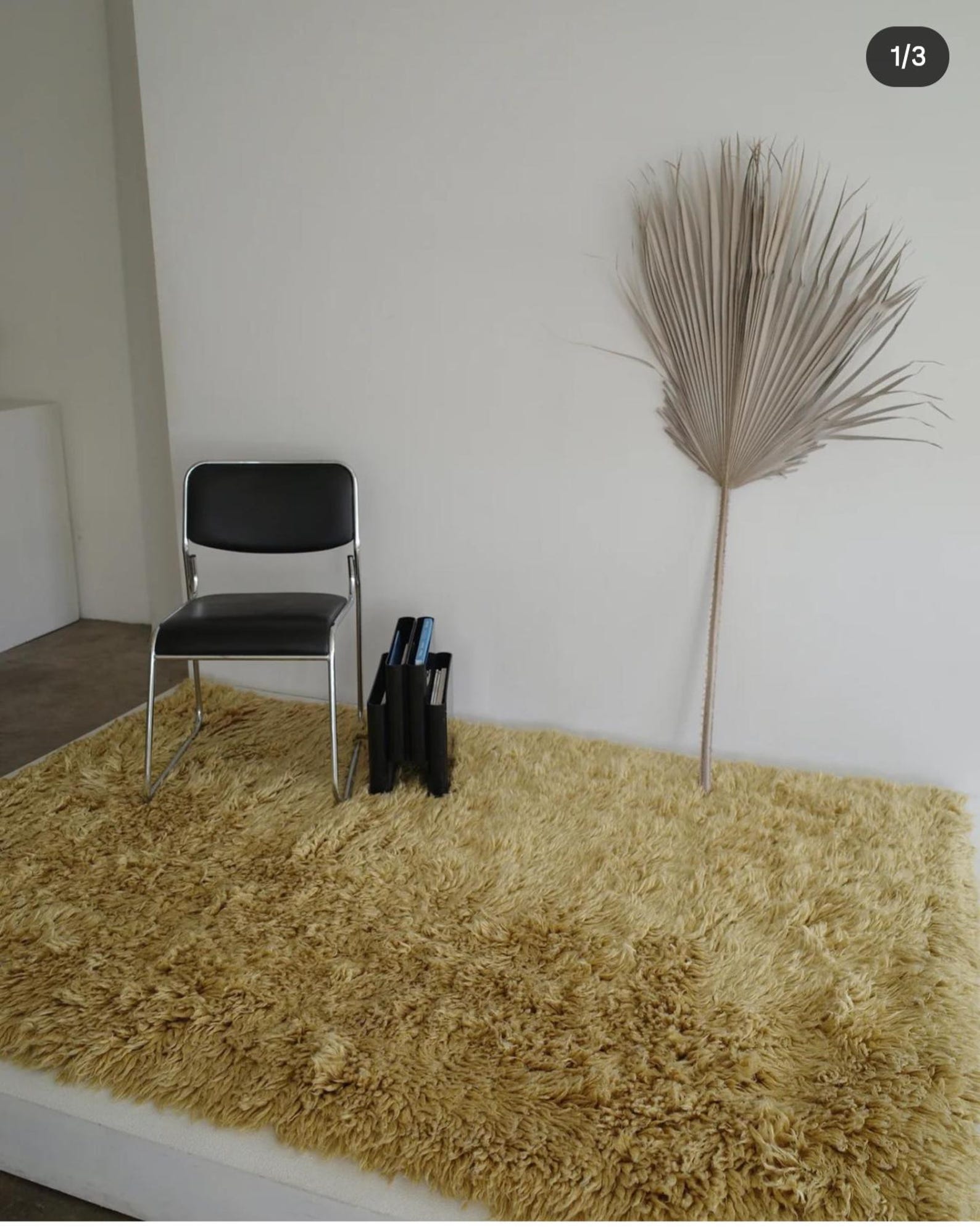 Gold Hand-Knotted Super-Fine Wool Shag Rug