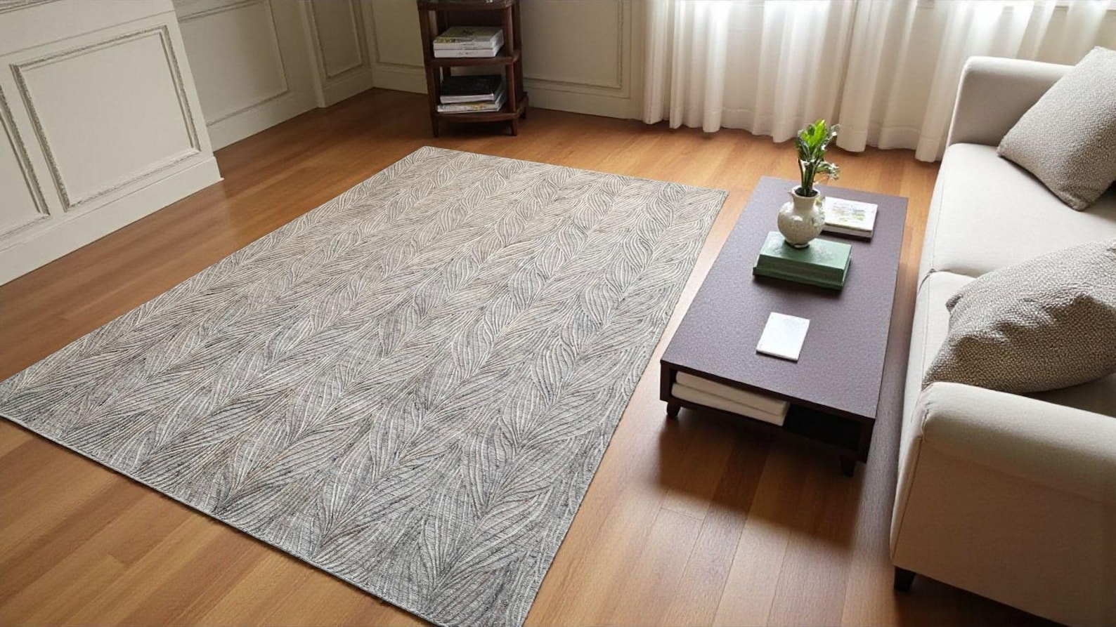 Fern and Leaf Hand-Knotted Wool Rug