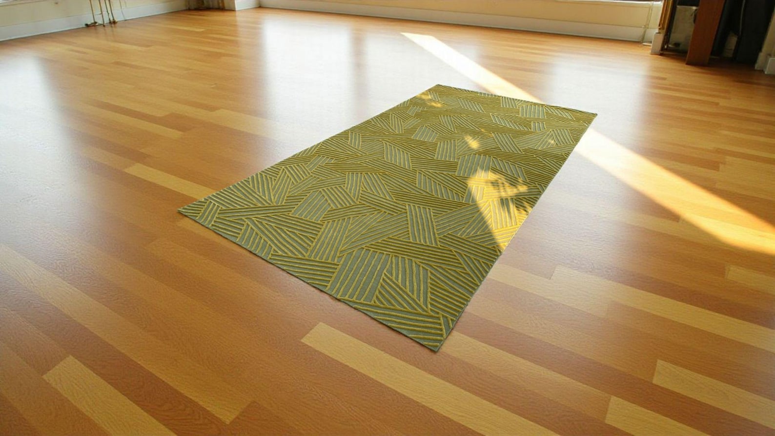 Neon Green Hand-Carved Wool Rug