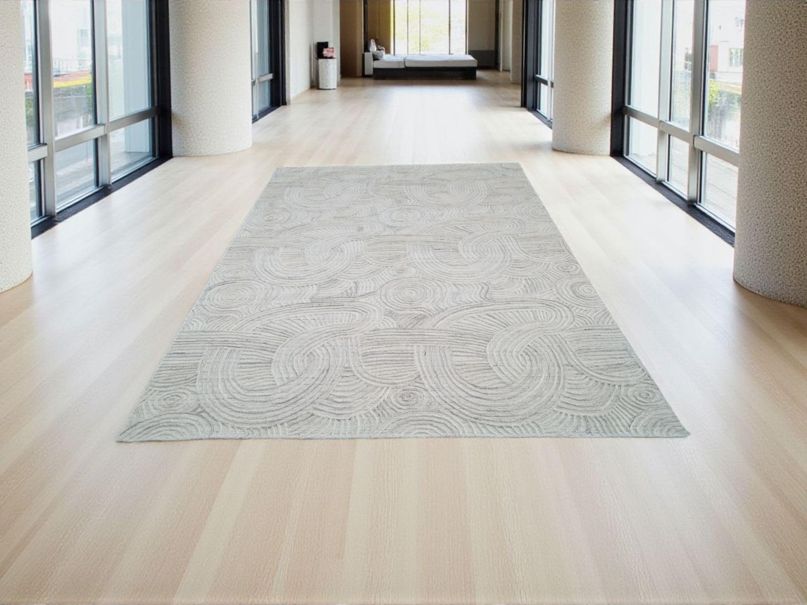 Abstract Hand-Knotted and Hand-Carved Wool Rug