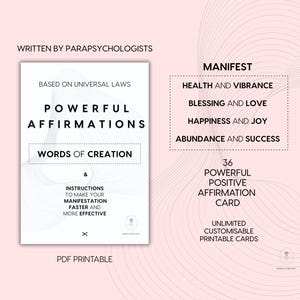 Affermazioni positive potenti, spirituali, manifestazione, PDF, carte stampabili