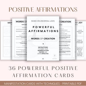 Afirmações Positivas Poderosas, Espiritual, Manifestação, PDF, Cartões para Imprimir