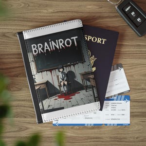 Anime-Inspired Passport Cover - BRAINROT Design, Travel Accessory, Geeks Gift, Unique Style, October Celebration