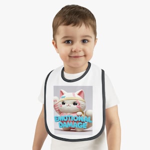 Cute Baby Bib with &#39;Emotional Damage&#39; Design, Funny Baby Gift, Infant Feeding Bib, Unique Baby Shower Gift, Adorable Baby Accessories