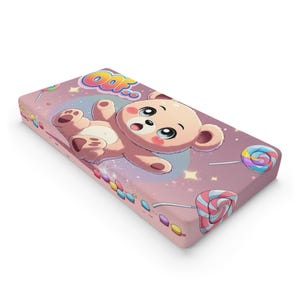 Oof Cartoon Baby Changing Pad Cover with Lollipop Design, Nursery Decor, Baby Shower Gift, Playroom Essentials, Adorable Infant Accessories