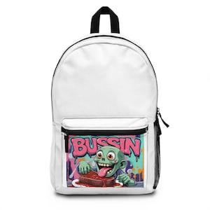 Bussin Backpack, Trendy School Bag, Funky Art Backpack, Unique Gift for Teens, Edgy Canvas Bag