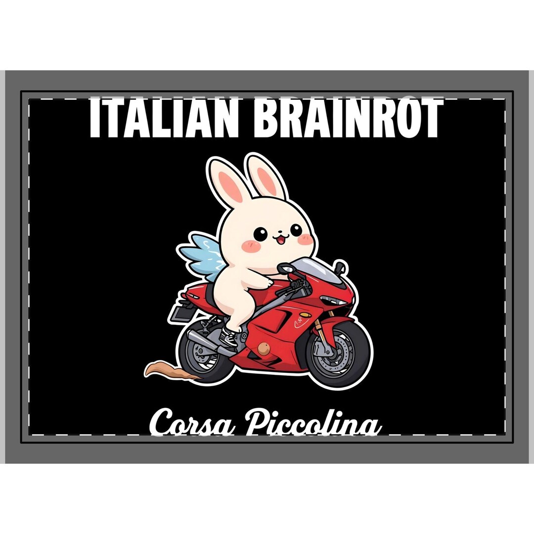 Italian Brainrot Corsa Piccolina Cute Bunny Motorcycle Rug, Home ...