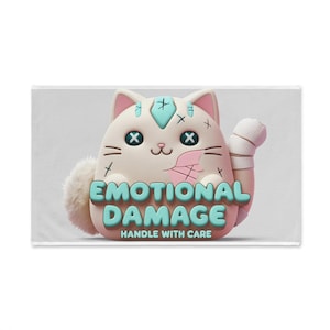 Emotional Damage Hand Towel - Cute Cat Design, Kitchen Decor, Gift for Cat Lovers, Funny Bathroom Towel, Unique Home Accessory