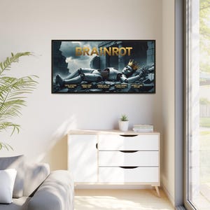 Impression d&#39;art sur toile encadrée pourriture cérébrale, décoration murale moderne, esthétique avant-gardiste, cadeau pour les joueurs, pièce d&#39;art unique, décoration de bureau à domicile