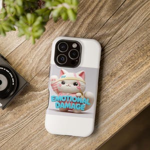 Cute Cat Emotional Damage Magnetic Phone Cases, Phone Accessories, Gifts for Cat Lovers, Fun Tech Cases, Quirky Phone Covers