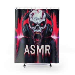 ASMR Skull Shower Curtain, Halloween Decor, Spooky Bathroom Art, Unique Gift, Horror Vibes