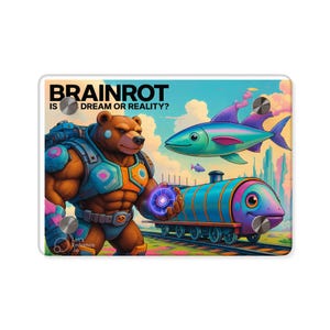 Brainrot Vibrant Acrylic Wall Art, Colorful Bear & Fish Decor, Unique Home Decoration, Fantasy Art for Creative Spaces, Quirky Wall Panels