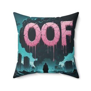 Playful OOF Square Pillow, Fun Home Decor, Unique Gift, Couch Cushion, Funny Accent Pillow