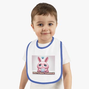Cute Baby Bib, Funny Baby Gift, Emotional Damage Bib, Baby Shower Gift, Infant Feeding Bib, Cute Bunny Bib