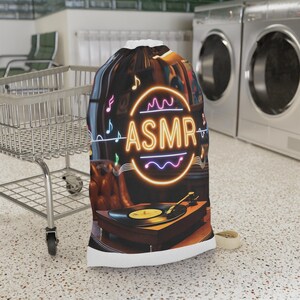 ASMR Laundry Bag, Music Lover Gift, Decal Laundry Tote, Home Organization, College Dorm Essentials, Unique Washing Bag