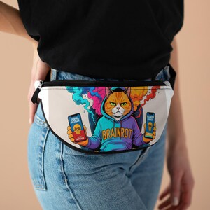 Brain Rot Colorful Cat Fanny Pack | Trendy Casual Crossbody Bag | Perfect for Festivals, Travel, Everyday Use