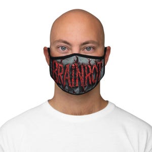 Edgy Graphic Face Mask - BRAINROT Design for Alternative Fashion, Festival Wear, Everyday Use, Cosplay, or Gifting