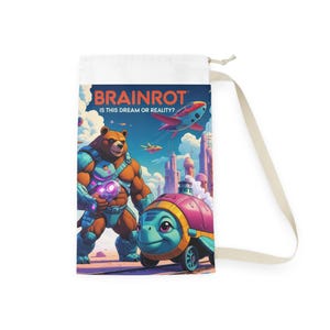 Brainrot Laundry Bag, Fun Storage Tote, Cute Cartoon Bag, Gift for Kids, Beach or Gym Use, Unique Novelty Bag