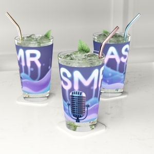 ASMR Microphone Neon Pint Glass, Fun Barware, Music Lover Gift, Party Drinkware, Home Bar Accessory, Unique Gifts for Singers