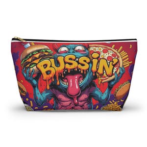 Bussin&#39; Foodie Accessory Pouch, Fun Makeup Bag, Gift for Food Lovers, Foodie Travel Pouch, Colorful Storage Bag, Quirky Kitchen Accessory