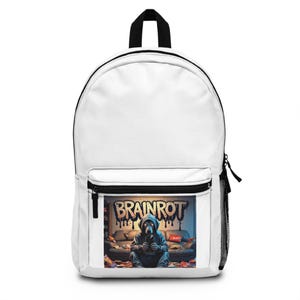 Trendy Graphic Backpack for Daily Adventures, Urban Style Bag, Perfect for Students and Travel, Unique Gift Idea for Teens, Brain Rot Design