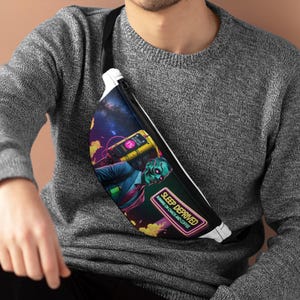 Cosmic Fanny Pack - Sleep Deprived Alien Design, Trendy Waist Bag, Festival Accessory, Gift for Gamers, Stylish Travel Companion