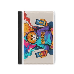 Brain Rot Colorful Cat Passport Cover - Travel Wallet, Cat Lover Gift, Unique Travel Accessory, Fun Passport Holder, Travel Essentials