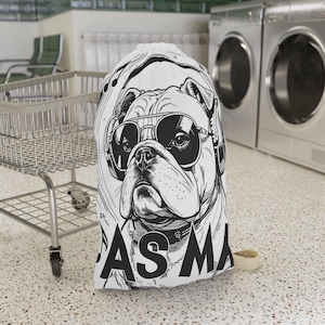 ASMR Cool Dog Laundry Bag, Pet Lover Gift, Music Lover Storage Bag, Fun Home Organization, Funny Home Decor