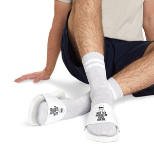 Not My Problem Funny Men&#39;s Sandals | Removable-Strap Shoes, Casual Slide Slippers, Gift Idea for Dads, Summer Footwear, Poolside Sandals
