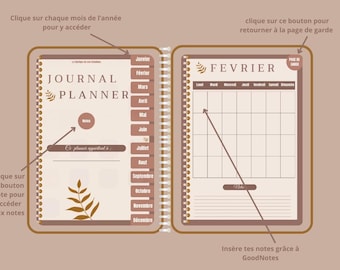 Undated digital diary, iPad and Android diary, GoodNotes diary, digital calendar, daily, weekly, monthly journal