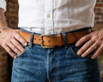 Engraved Leather Belt, Custom Anniversary Gift, Handmade Top-Grain Belt