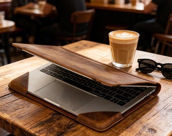 Personalized Genuine Leather MacBook Air Case, Distressed Folio Cover (13.3-15")