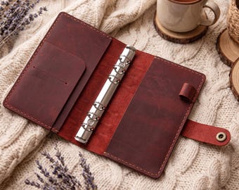 Nachfüllbarer A6-Notizbucheinband aus Leder, minimalistisches Vintage-Reisetagebuch, Reisetagebuch
