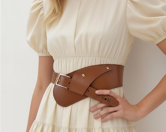 Personalized Genuine Leather corset belt Dress Wide waist belt Gift for Wife
