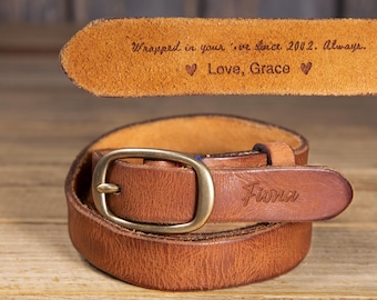 Personalized Leather Belt for Women – Full Grain, Custom Engraved