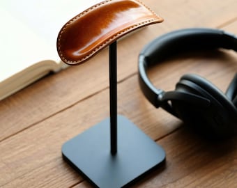 Handmade Real Leather Headphone Stand For Vintage Home Office Desk Setup Table Organizer Jewelry Holder Christmas Gift