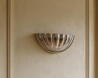 Handmade Silver Wall Sconce – Modern Half Dome Shell Design – Contemporary Luxury Wall Light”