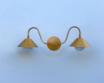 Handmade Double Shade Brass Wall Lamp: Modern Sconce Lighting