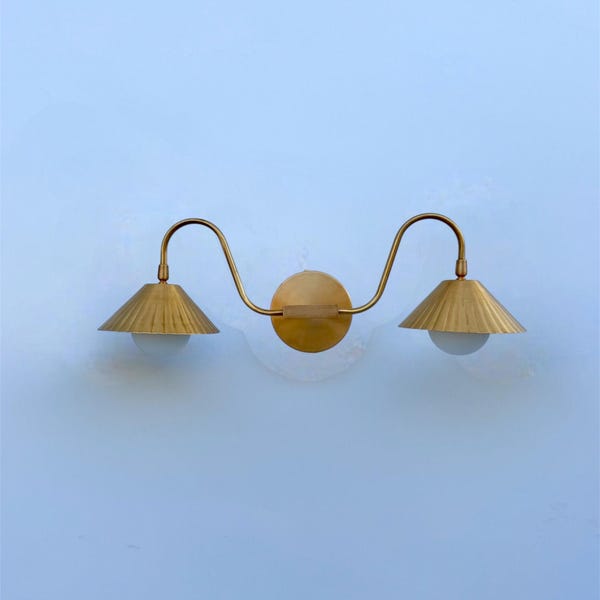 Handmade Double Shade Brass Wall Lamp: Modern Sconce Lighting