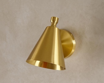 Handmade Solid Brass Wall Sconce: Mid-Century Modern Cone Light