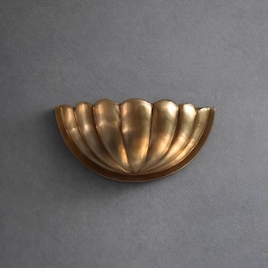 Handmade Brass Wall Sconce – Elegant Half Dome Shell Design – Vintage Inspired Luxury Lighting”