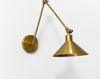 LUXURY | Handmade Brass Swing Arm Wall Light Adjustable Wall Sconce for Bedroom Living Room